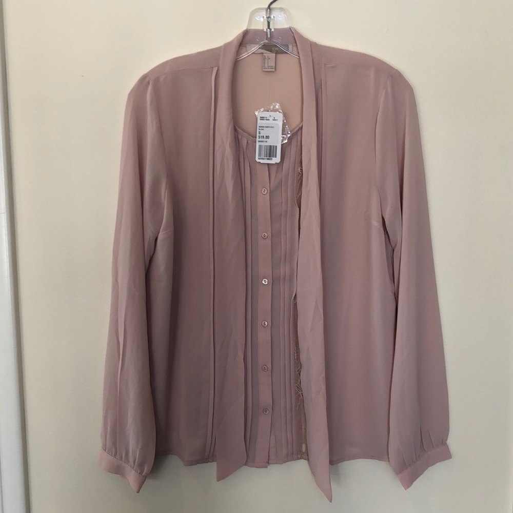 blush, never worn, blouse